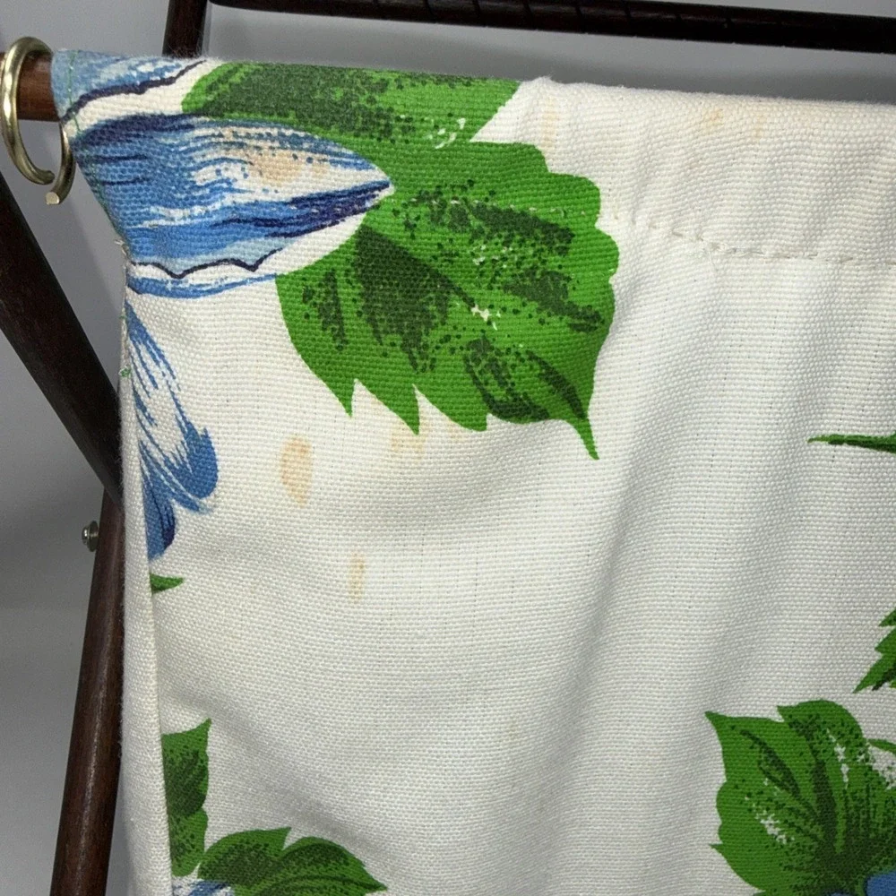 Vintage Folding Wood Frame Sewing Basket Craft Caddy Floral Fabric MCM 16